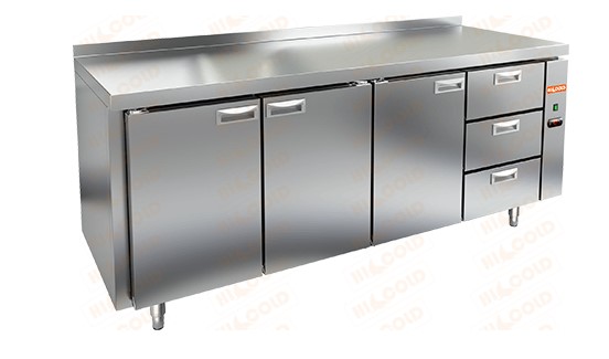 Морозильный стол HICOLD SN 1113/BT P, без агрегата, 3 двери, 3 ящика (-18...-10°С)